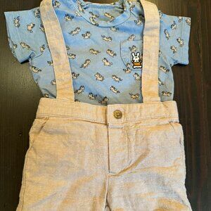 Janie and Jack Shorts & Benetton Shirt Set - Size 3 - 6 Months
